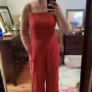 NWOT Old Navy Red Linen Jumpsuit- Size S